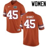 Women's Florida Gators #45 Carlos Alvarez NCAA Nike Orange Authentic Stitched College Football Jersey FGT6462RY